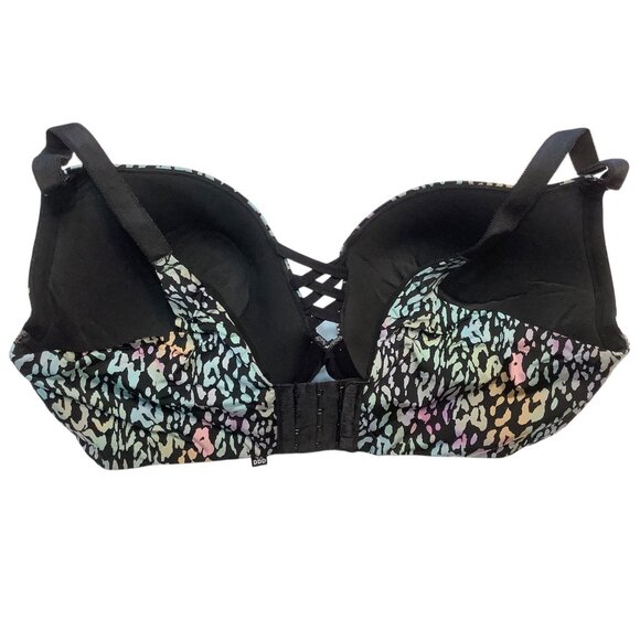 Torrid Curve 42DDD Back-Smoothing Push-Up Plunge Bra Leopard Print Nylon/Spandex - Picture 2 of 6